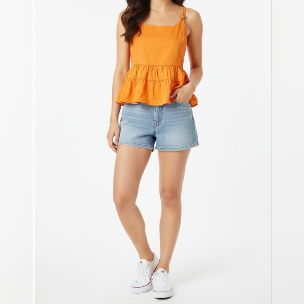 Veronica Beard | Cotton Peplum Sleeveless Top Size 4 Orange
